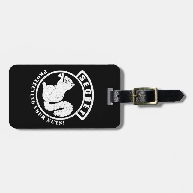 Étiquette À Bagage Patch d'écureuil secret pour protéger vos noix (Devant horizontal)