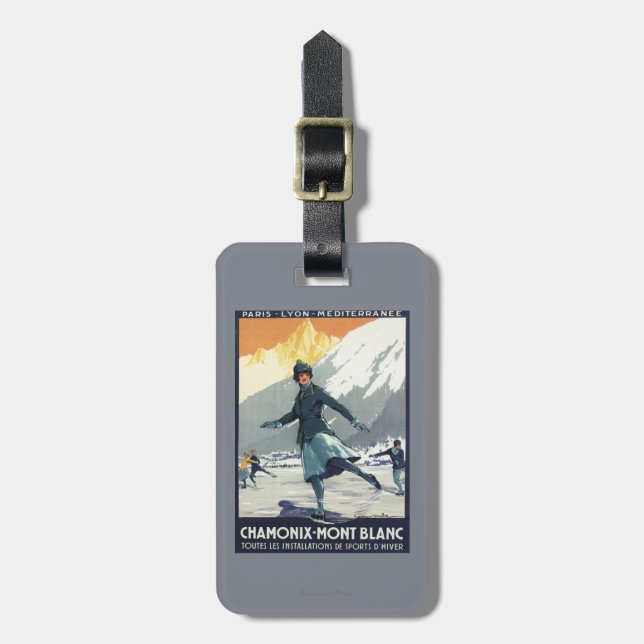 Étiquette À Bagage Patinage de glace - affiche olympique de promo de (Devant Vertical)