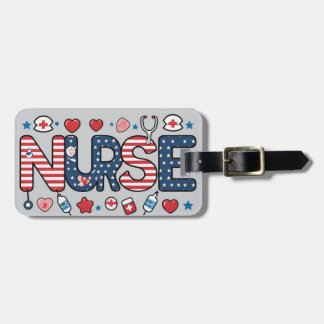 Étiquette À Bagage Patriotic Nurse Luggage Tag – USA Flag Medical Des