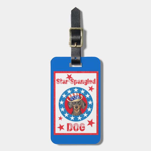 Étiquette À Bagage Patriotique Dachshund (Devant Vertical)