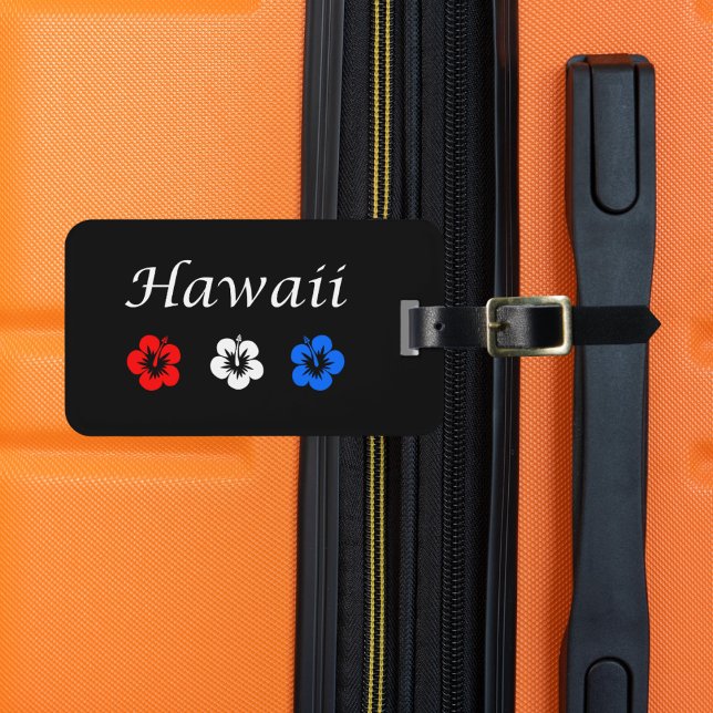 Étiquette À Bagage Patriotique Hawaii Aloha Rouge Blanc Bleu Fleurs (Créateur téléchargé)
