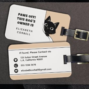 Étiquette À Bagage Patte Écartée Drôle Mignon Chat Noir Orange qui Ép