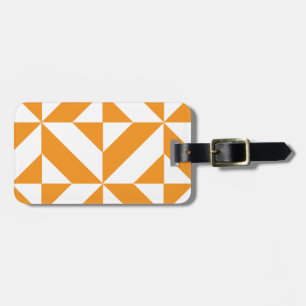 Étiquette À Bagage Patters de Burnt Orange Geometric Deco Cube