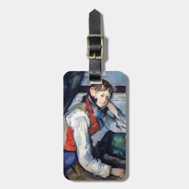 Étiquette À Bagage Paul Cezanne - Garçon dans la veste rouge (Devant Vertical)