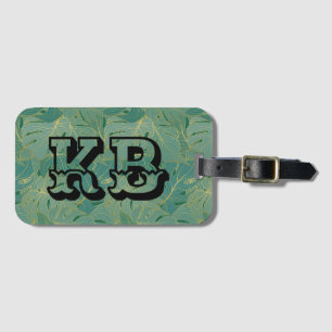 Étiquette À Bagage Paume vert et or feuille motif