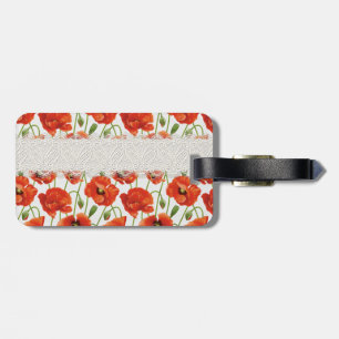 Étiquette À Bagage Pavot fleurissant rouge