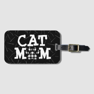 Étiquette À Bagage Pawprint maman chat avec poils de chat
