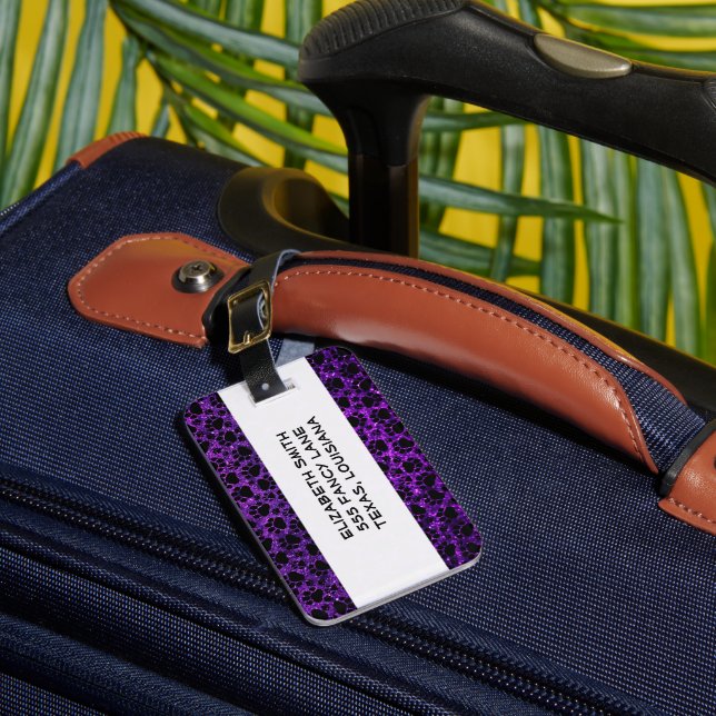 Étiquette À Bagage Paws Noires, Parties scintillant Violette, Paws Ch (Insitu Rectoal 1)