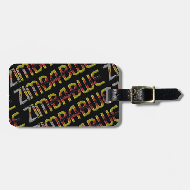 Étiquette À Bagage Pays africain de Zimbabwe Flag Typografy (Devant horizontal)