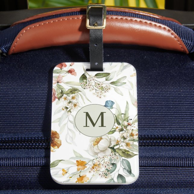 Étiquette À Bagage Pays élégant Floral simple face avec emplacement c (Insitu Rectoal 2)
