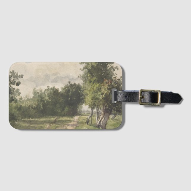 Étiquette À Bagage Paysage aquarelle du chemin - Troyon constant (Devant Horizontal)