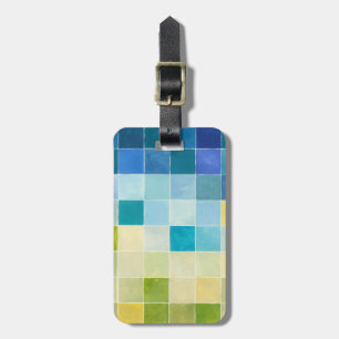 Étiquette À Bagage Paysage avec des Carrés multicolores