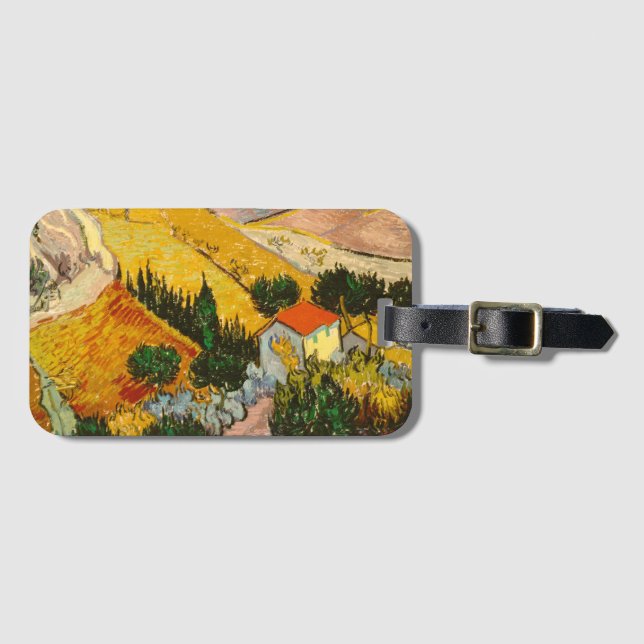 Étiquette À Bagage Paysage avec Maison et PloughmaVincent van Gogh (Devant Horizontal)