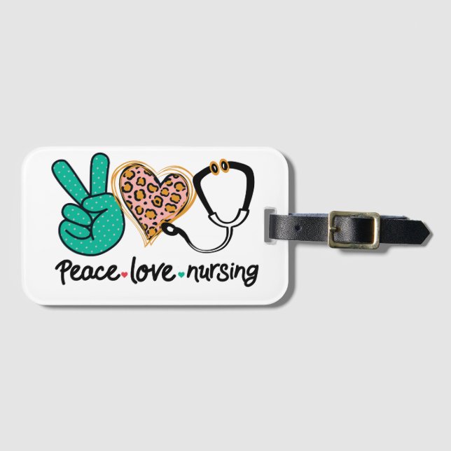 Étiquette À Bagage Peace Love Nuring (Devant Horizontal)