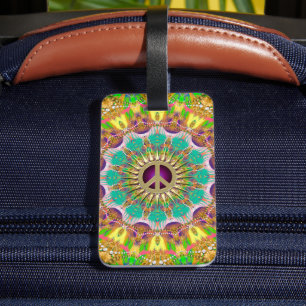 Étiquette À Bagage Peace Sun Happy Hippie coloré Mandala