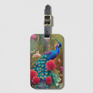 Étiquette À Bagage Peacock bleu dans Rose Garden
