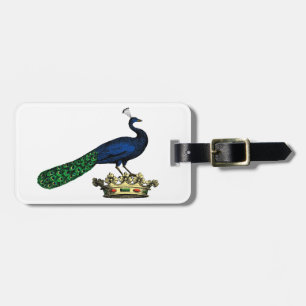 Étiquette À Bagage Peacock héraldique Vintage stylisé sur Couronne C