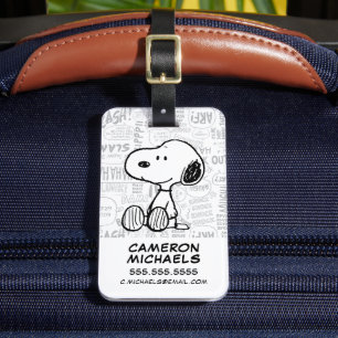 Étiquette À Bagage PEANUTS Snoopy on Black White Comics