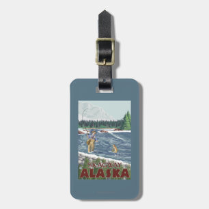 Étiquette À Bagage Pêcheur de mouche - Skagway, Alaska