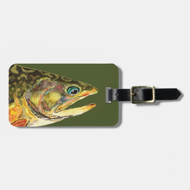 Étiquette À Bagage Pêcheur de truite de Brook (Devant horizontal)