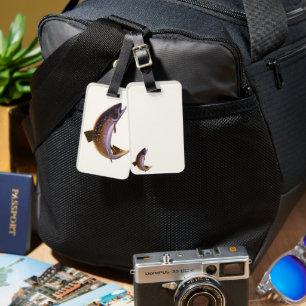 Étiquette À Bagage Pêcheur de truite vintage, Pêcheur de pêche sporti