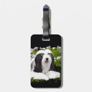 Étiquette À Bagage Peinture à collie à poils - Joli art original de c