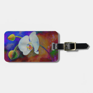 Étiquette À Bagage Peinture à l'aquarelle d'orchidée blanche