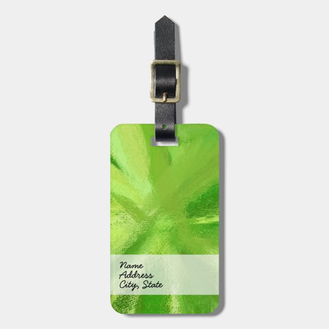 Étiquette À Bagage Peinture Abstraite | Retro Green 5 (Devant Vertical)