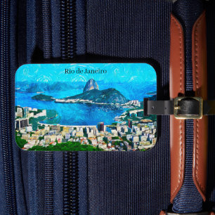 Étiquette À Bagage Peinture aquarelle vintage de Rio de Janeiro