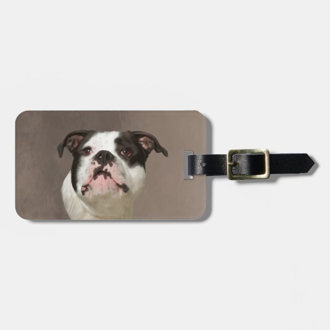 Étiquette À Bagage Peinture couleur d'eau Bulldog (Devant horizontal)