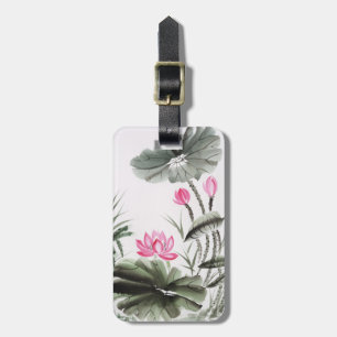 Étiquette À Bagage Peinture d'aquarelle de fleur de Lotus