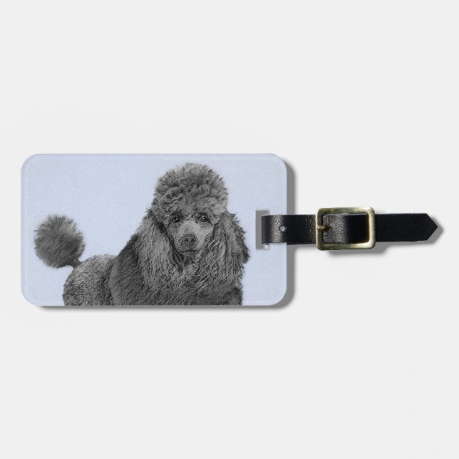 Étiquette À Bagage Peinture de caniche Miniature Jouet noir Art origi (Devant horizontal)