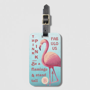 Étiquette À Bagage Peinture de Flamant rose fabuleuse avec devis