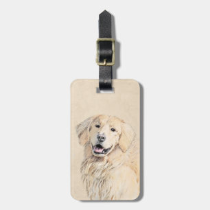 Étiquette À Bagage Peinture de Golden Retriever - Beau art original d