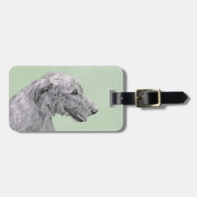Étiquette À Bagage Peinture de Wolfhound irlandais - Joli art origina (Devant horizontal)