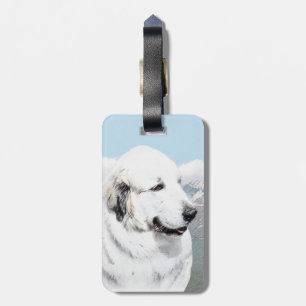 Étiquette À Bagage Peinture des Pyrénées - Art original du chien