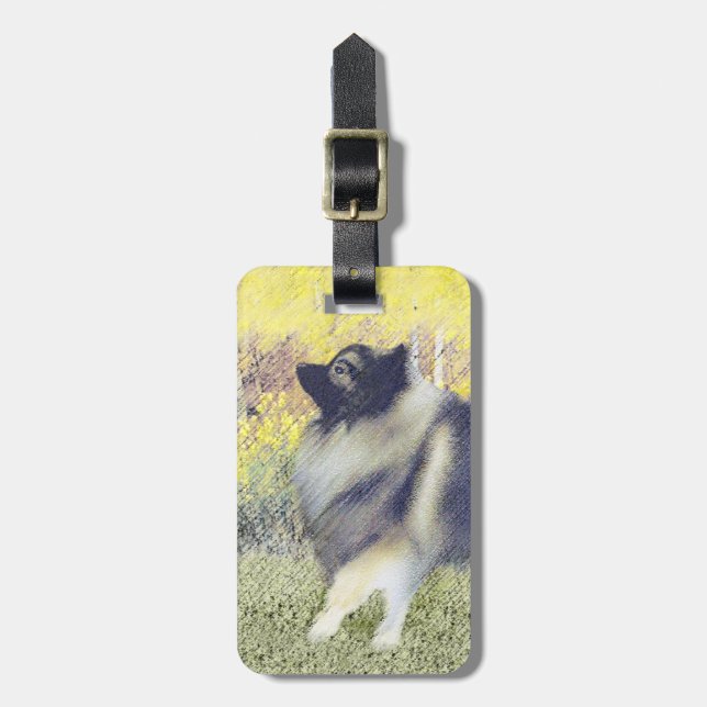 Étiquette À Bagage Peinture en teint de Keeshond - jolie art original (Devant Vertical)