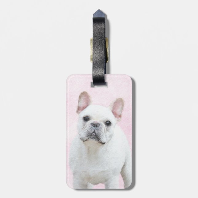 Étiquette À Bagage Peinture française de Bulldog (Crème/Blanc) - Art  (Dos Vertical)
