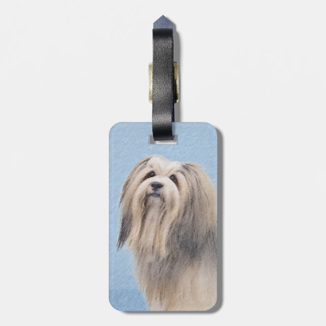 Étiquette À Bagage Peinture Havanaise (Argent) - Cute Original Chien  (Dos Vertical)