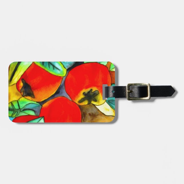 Étiquette À Bagage Peinture originale aquarelle de pommes rouges (Devant horizontal)