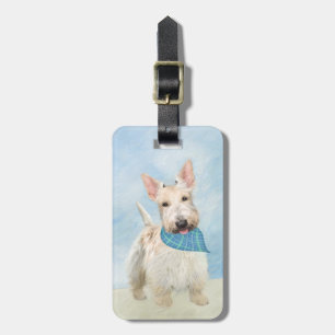 Étiquette À Bagage Peinture originale de chien Wheaten Terrier Écossa