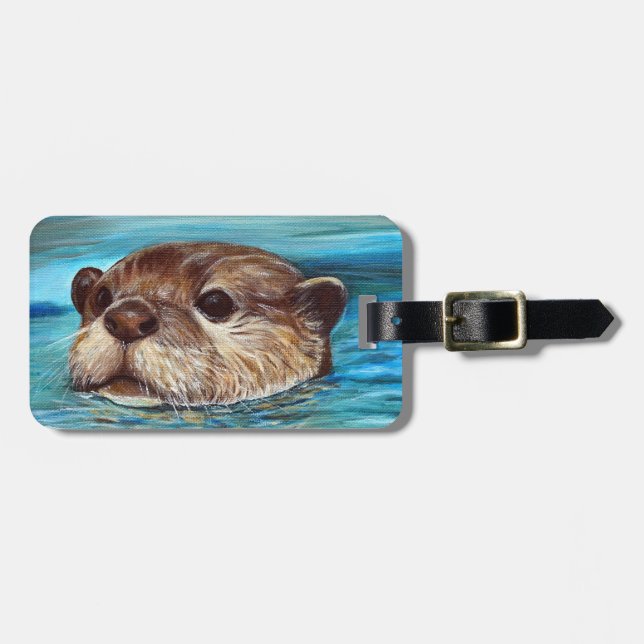 Étiquette À Bagage Peinture sur la loutre de rivière (Devant horizontal)