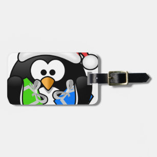 Étiquette À Bagage Penguin avec cadeaux