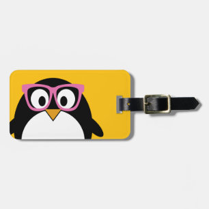Étiquette À Bagage Penguin Hipster - Joli dessin en rose jaune