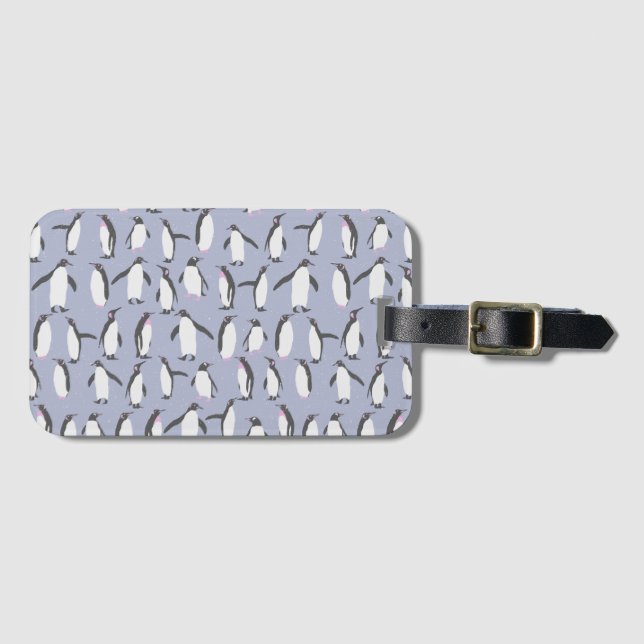Étiquette À Bagage Penguins d'hiver sans faille motif + vos idées (Devant Horizontal)