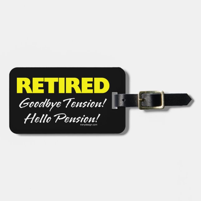 Étiquette À Bagage Pension de Hellow à la retraite (Sombre) (Devant horizontal)