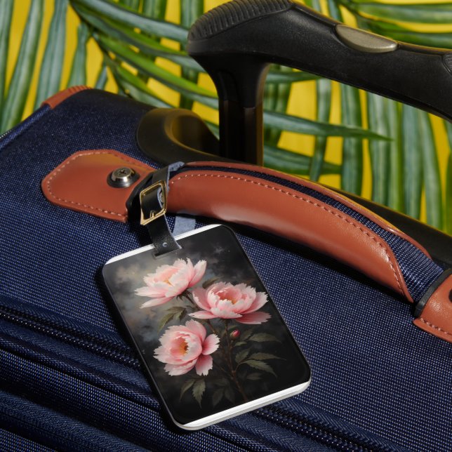 Étiquette À Bagage Peony Floral Artwork (Insitu Rectoal 1)