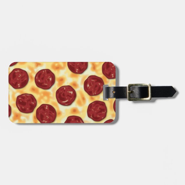 Étiquette À Bagage Pepperoni Pizza Motif (Devant horizontal)