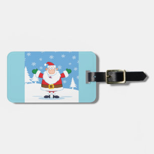 Étiquette À Bagage Père Noël dans une scène hivernale enneigée