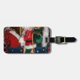 Étiquette À Bagage Père Noël de Noël à cheval avec de l'art de la nei